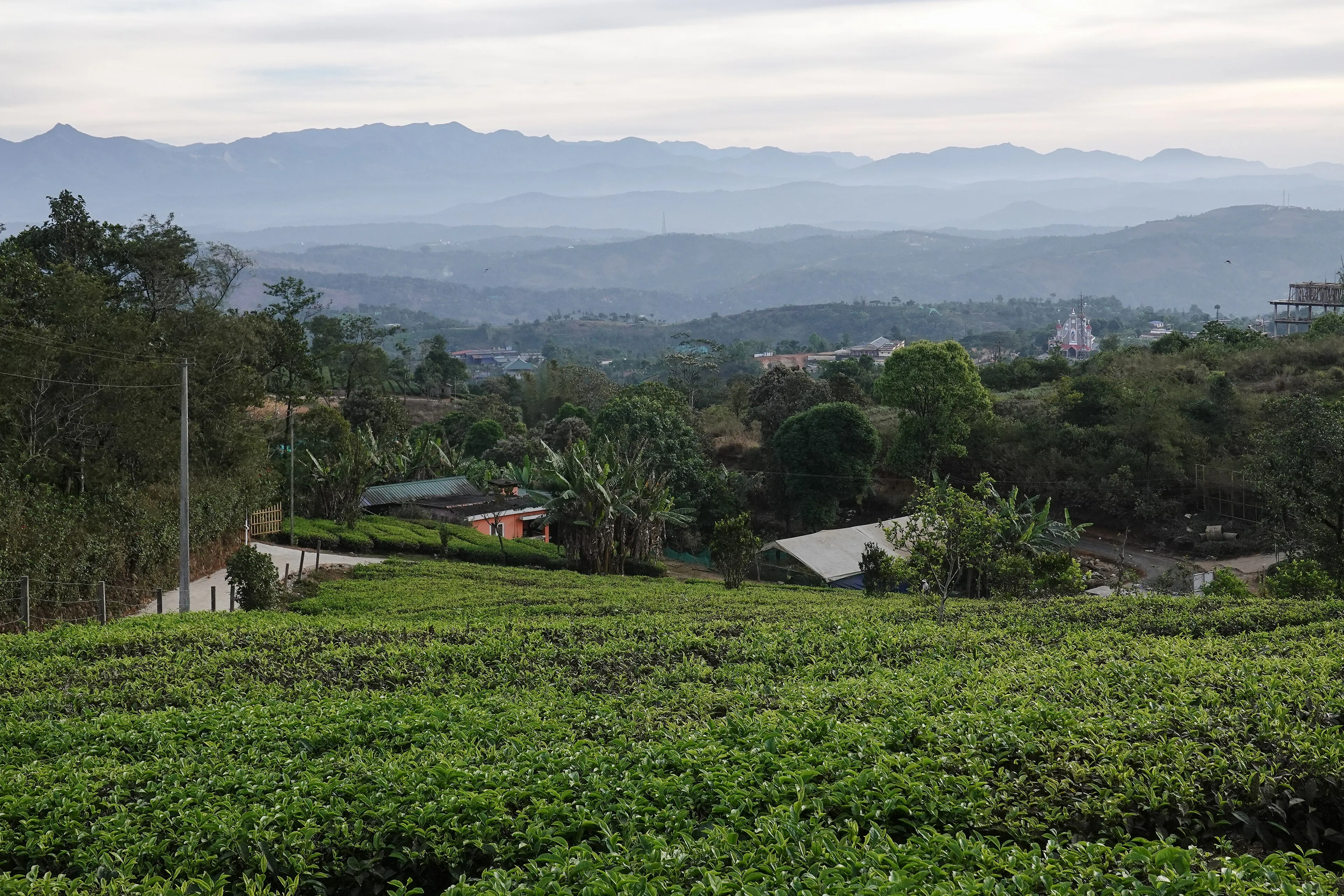Tibetan monastery and golden stupa at Bylakuppe near Coorg